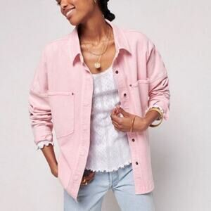 Faherty sunwashed overshirt organic cotton shacket button down pop pink acid